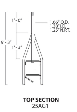 Photo of TOP SECTION 9'-3 FOR 25G SECTION.  INCLUDES 1.66 OD MAST TUBE RS-R-25AG1