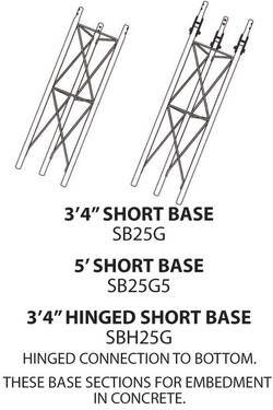 Photo of 25G HINGED SHORT BASE 3'-4 RS-R-SBH25G