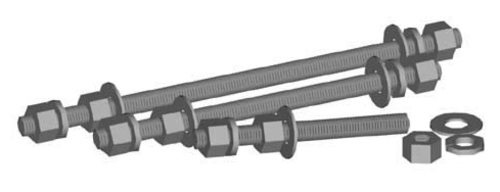 Photo of 3/8 X 6.25 GALVANIZED THREADED ROD KIT- INCLUDES: NUTS, FLAT WASHERS AND LOCK WASHERS (KIT OF 10) TH483-DSCB